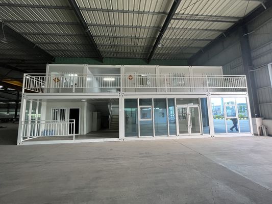 BOX SPACE 地震防止 防腐 二階建て 仮設のリンゴコンテナ 浴室と家具付きのオフィス